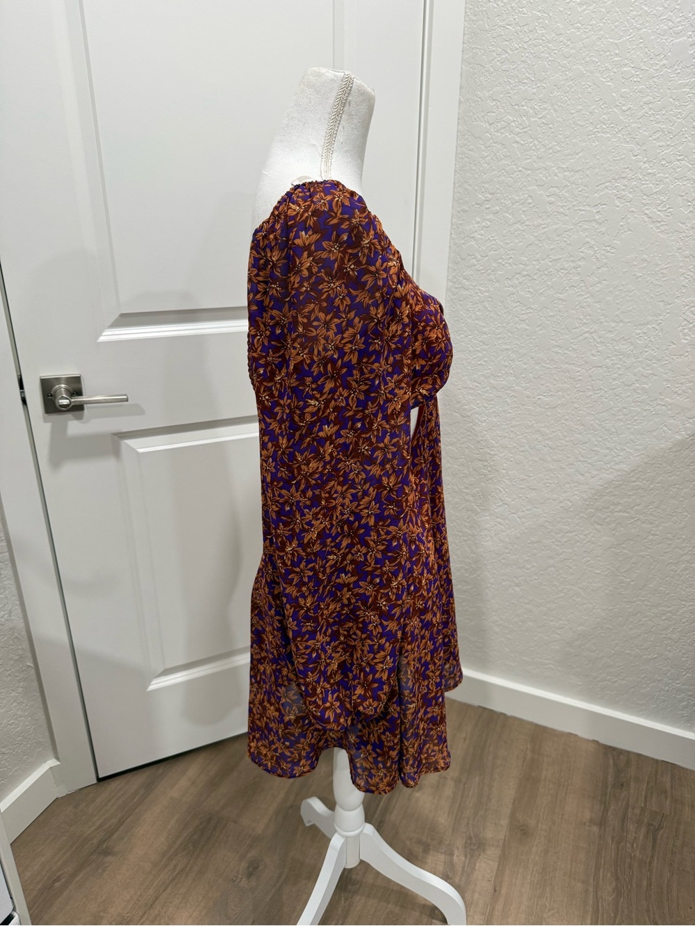 Lulus Fall Purple Floral Print Cutout Long Sleeve Mini Dress Size XL - Picture 4 of 10